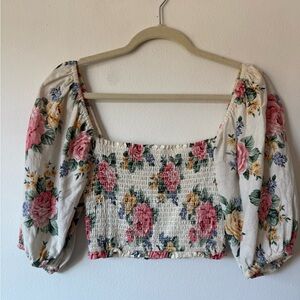 Forever 21 Puff Sleeve Floral Blouse